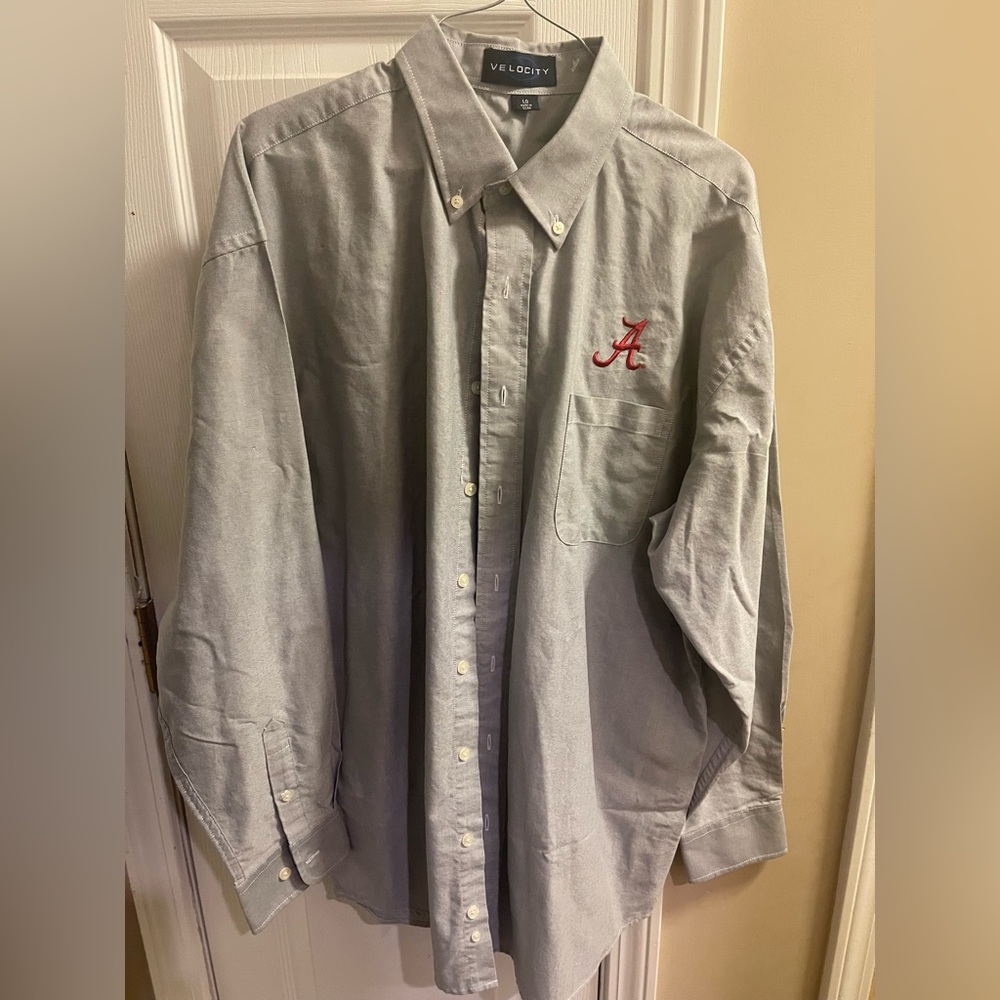 Men’s Gray Button up Shirt with Alabama logo
